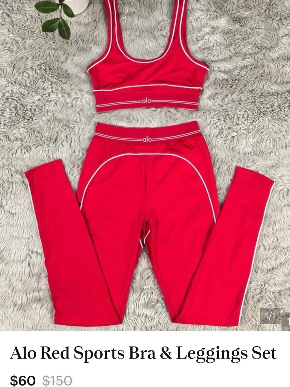 ALO Yoga Hot Pink/Red Sports Bra & Leggings Set